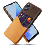 Phone Case for Oppo A17 4G / A17k 4G, Card Holder Design Anti-fall Cloth Texture Phone Case PU Leather Coated PC Cover