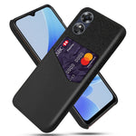 Phone Case for Oppo A17 4G / A17k 4G, Card Holder Design Anti-fall Cloth Texture Phone Case PU Leather Coated PC Cover