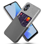 Phone Case for Oppo A17 4G / A17k 4G, Card Holder Design Anti-fall Cloth Texture Phone Case PU Leather Coated PC Cover