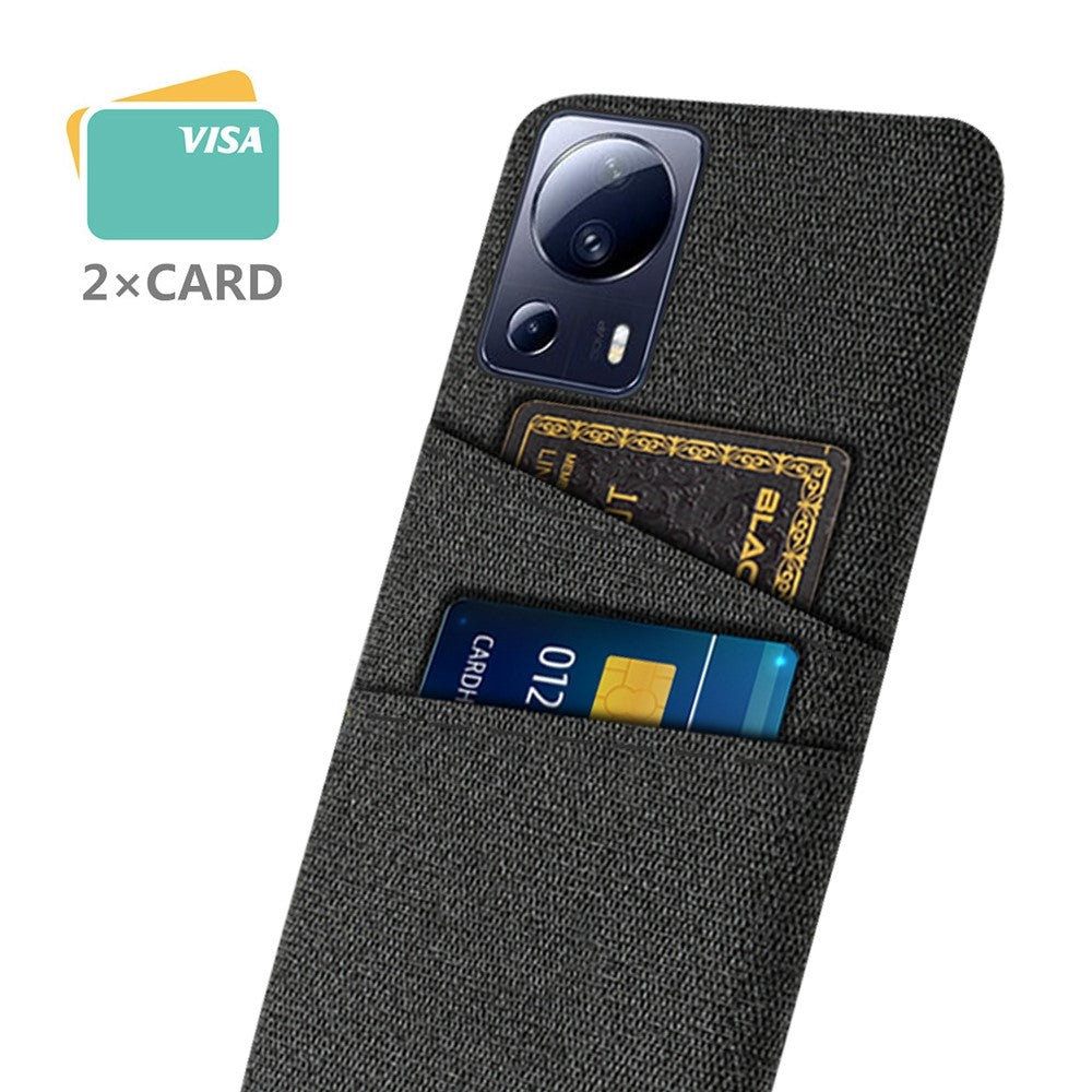 For Xiaomi Civi 2 5G / 12 Lite NE 5G Anti-scratch Hard PC Protective Cover Cloth Texture Dual Card Slots Phone Case