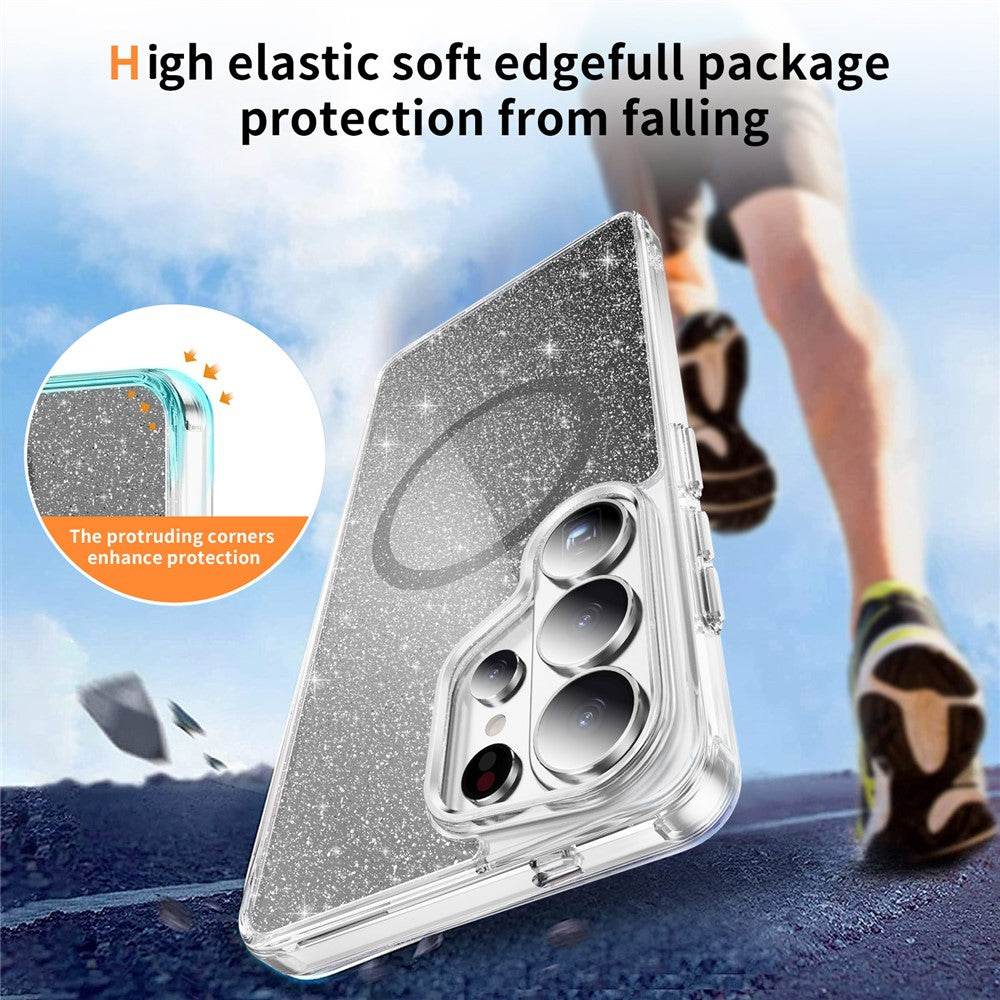 For Samsung Galaxy S26 Ultra Glitter Magnetic Case Crystal Clear PC TPU Shockproof Phone Cover