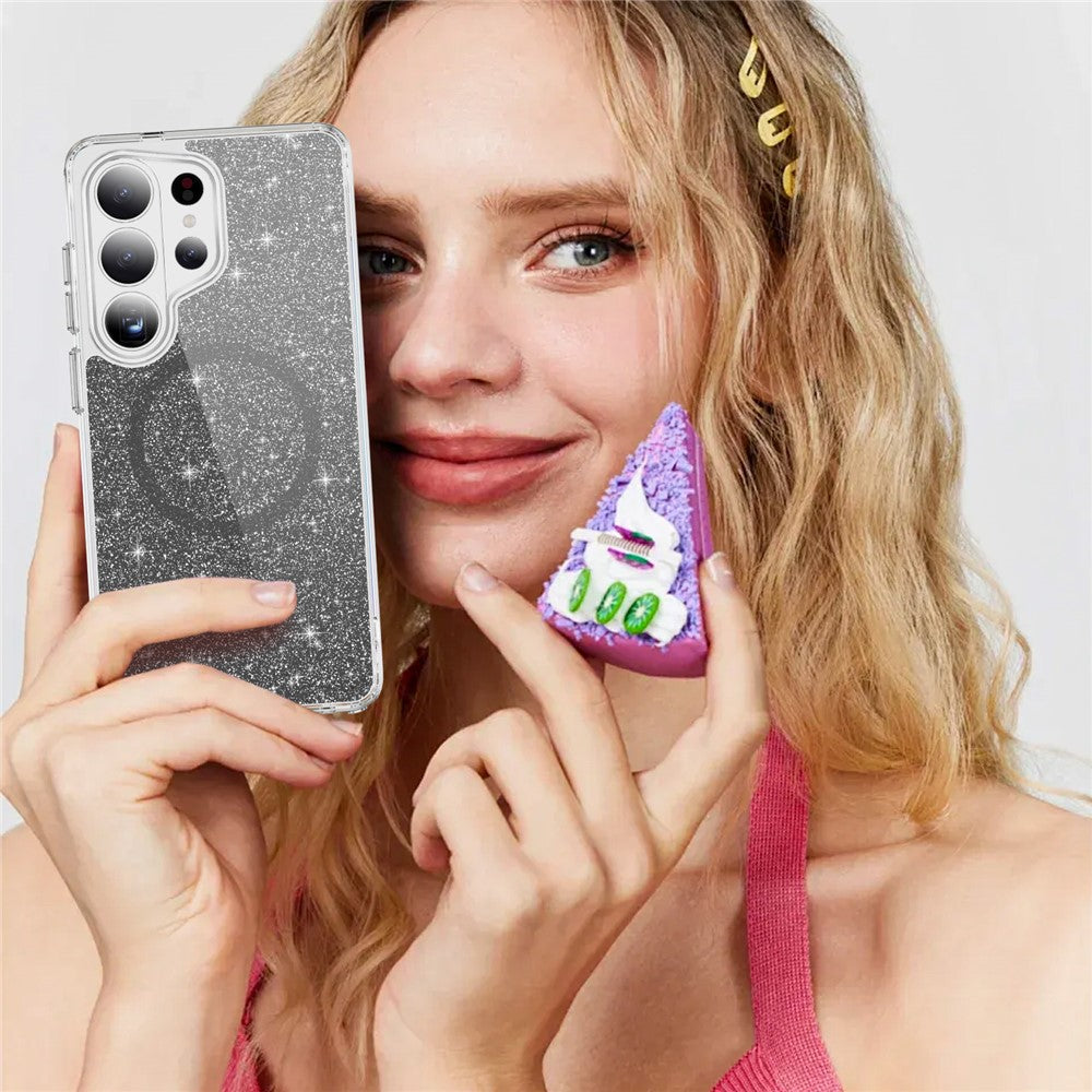 For Samsung Galaxy S26 Ultra Glitter Magnetic Case Crystal Clear PC TPU Shockproof Phone Cover