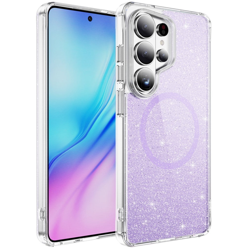 For Samsung Galaxy S26 Ultra Glitter Magnetic Case Crystal Clear PC TPU Shockproof Phone Cover