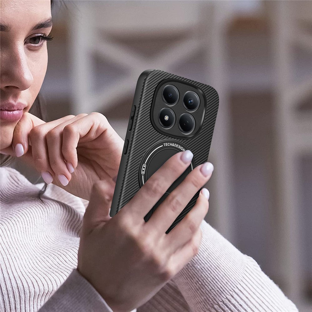 For Xiaomi Redmi Note 15 Pro 5G (Global) Case Carbon Fiber Texture PC + TPU Phone Cover with Kickstand