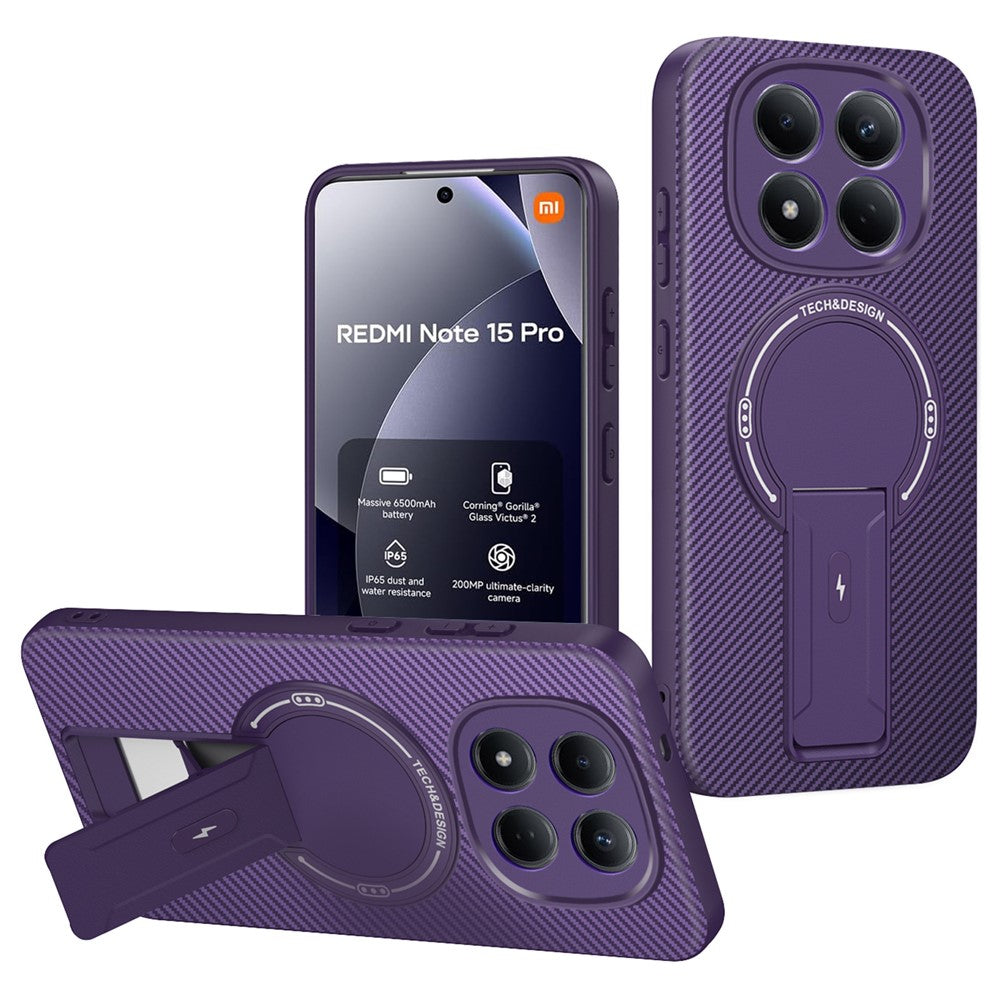 Xiaomi Redmi Note 15 Pro 5G (Global) Skal Kolfiberstruktur PC + TPU mobilskal med Stöd