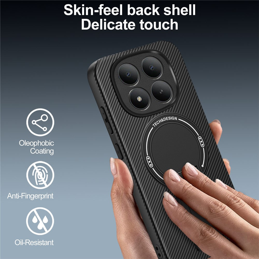 Phone Case For Xiaomi Poco M8 Pro 5G  /  Redmi Note 15 Pro+ 5G (Global) Carbon Fiber Texture PC + TPU Phone Cover with Kickstand
