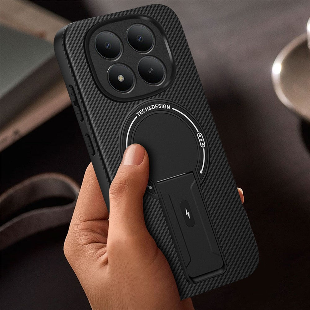 Phone Case For Xiaomi Poco M8 Pro 5G  /  Redmi Note 15 Pro+ 5G (Global) Carbon Fiber Texture PC + TPU Phone Cover with Kickstand
