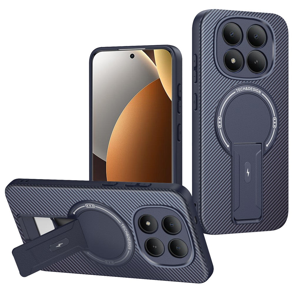 Phone Case For Xiaomi Poco M8 Pro 5G  /  Redmi Note 15 Pro+ 5G (Global) Carbon Fiber Texture PC + TPU Phone Cover with Kickstand
