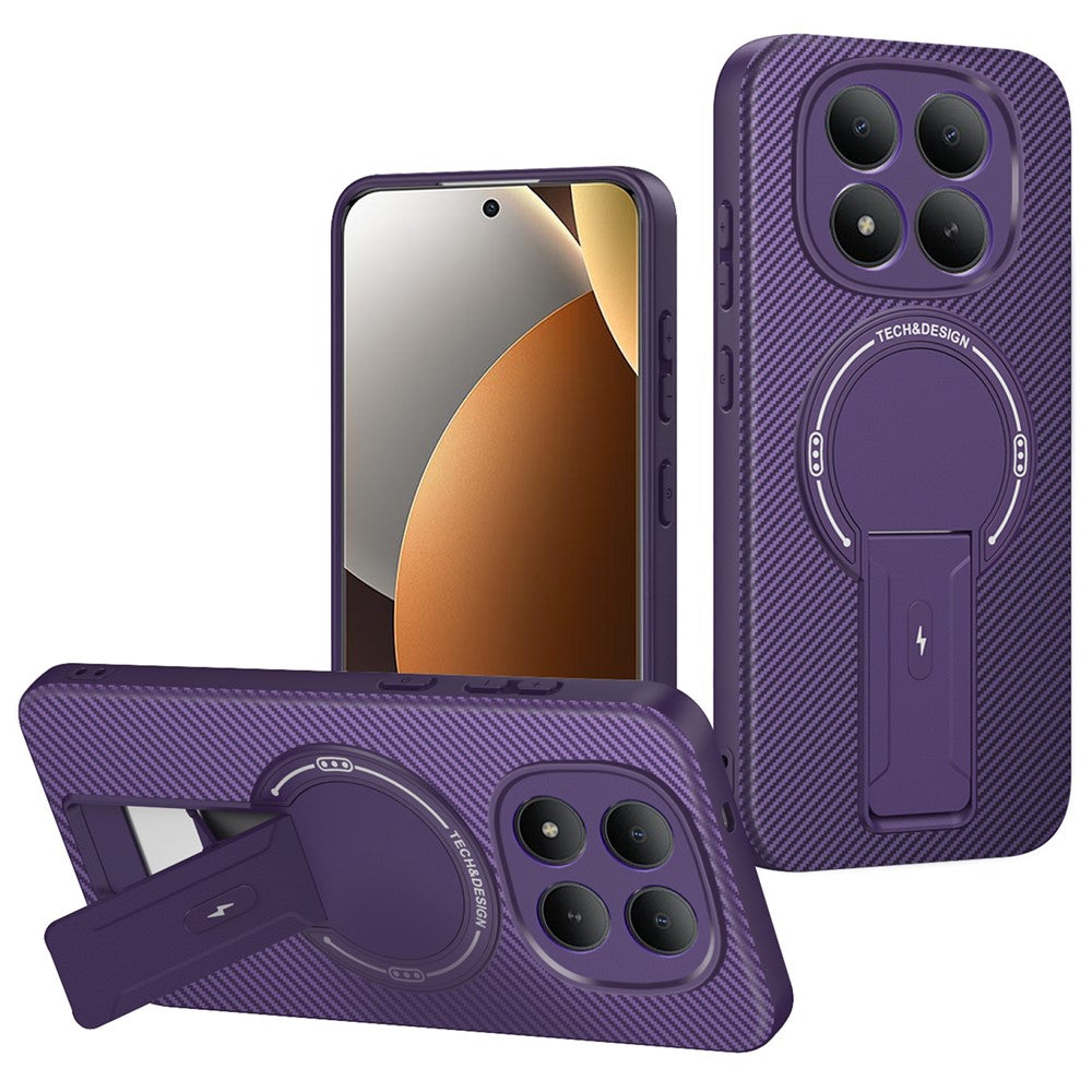 Phone Case For Xiaomi Poco M8 Pro 5G  /  Redmi Note 15 Pro+ 5G (Global) Carbon Fiber Texture PC + TPU Phone Cover with Kickstand