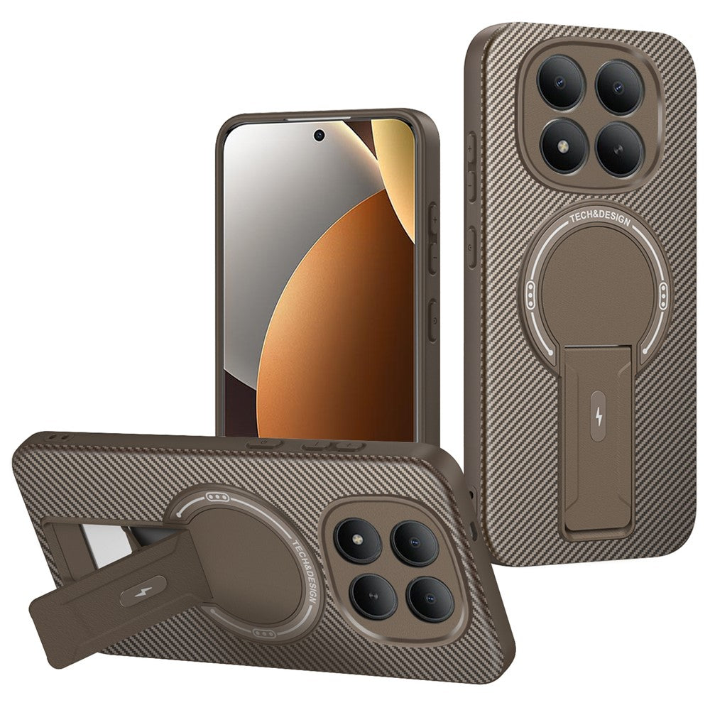 Phone Case For Xiaomi Poco M8 Pro 5G  /  Redmi Note 15 Pro+ 5G (Global) Carbon Fiber Texture PC + TPU Phone Cover with Kickstand