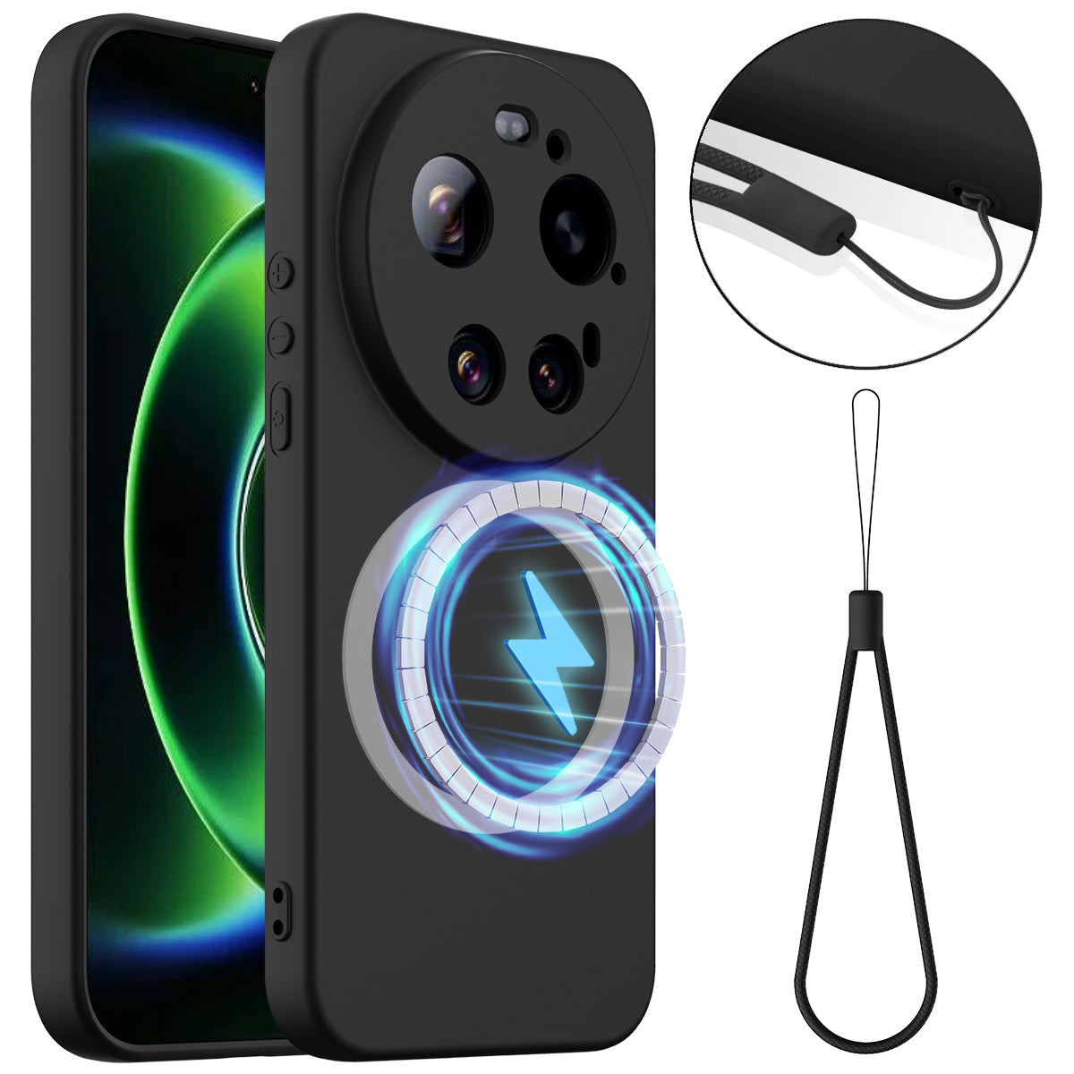Xiaomi 17 Ultra 5G Magnetiskt Skal Anti-Drop Flytande Silikon mobilskal med Snodd