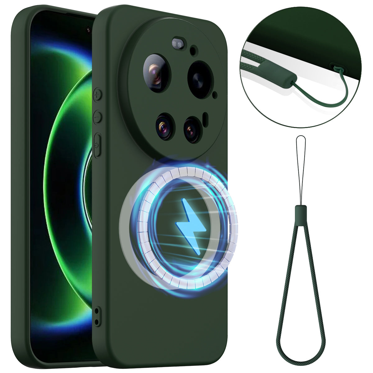 Xiaomi 17 Ultra 5G Magnetiskt Skal Anti-Drop Flytande Silikon mobilskal med Snodd