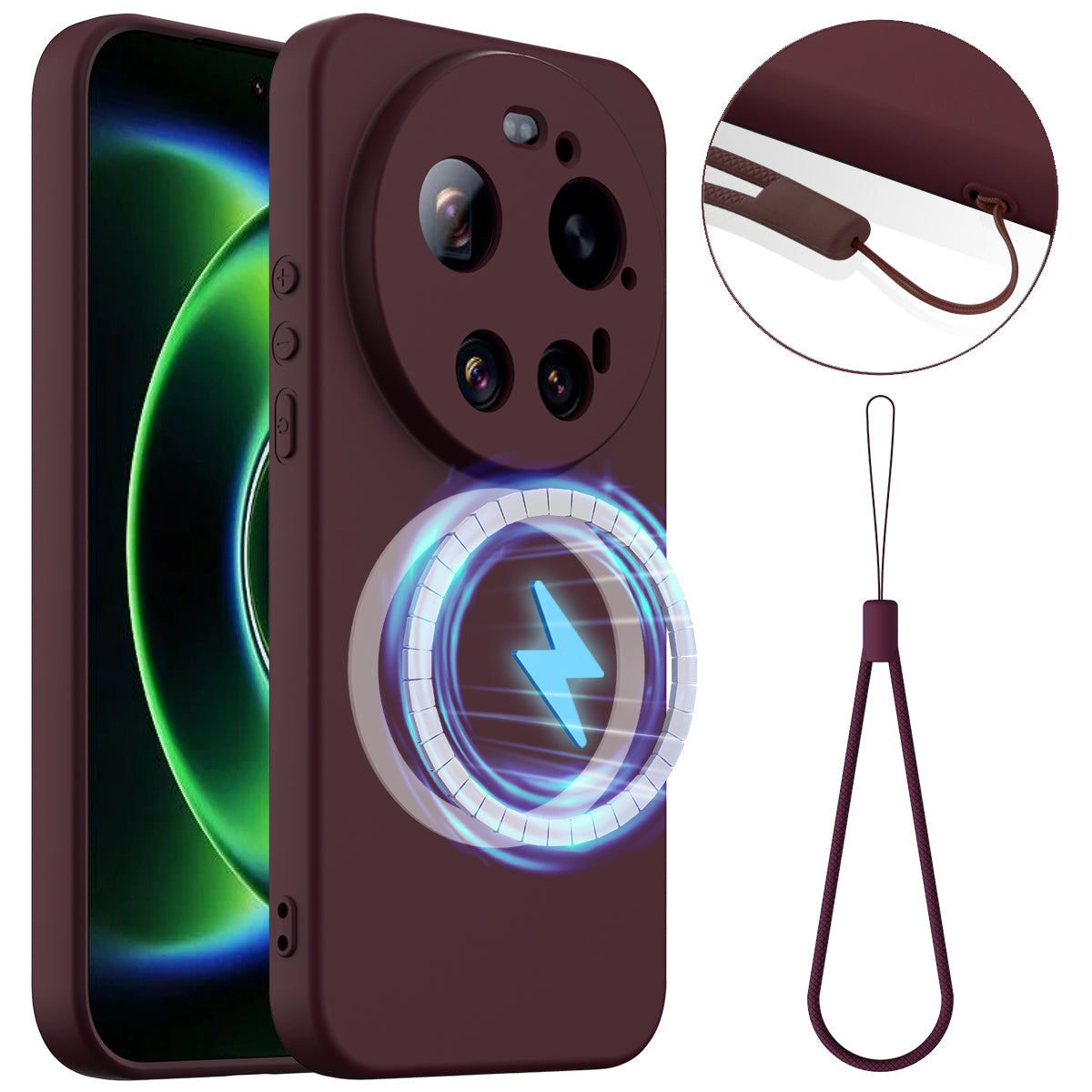 Xiaomi 17 Ultra 5G Magnetiskt Skal Anti-Drop Flytande Silikon mobilskal med Snodd