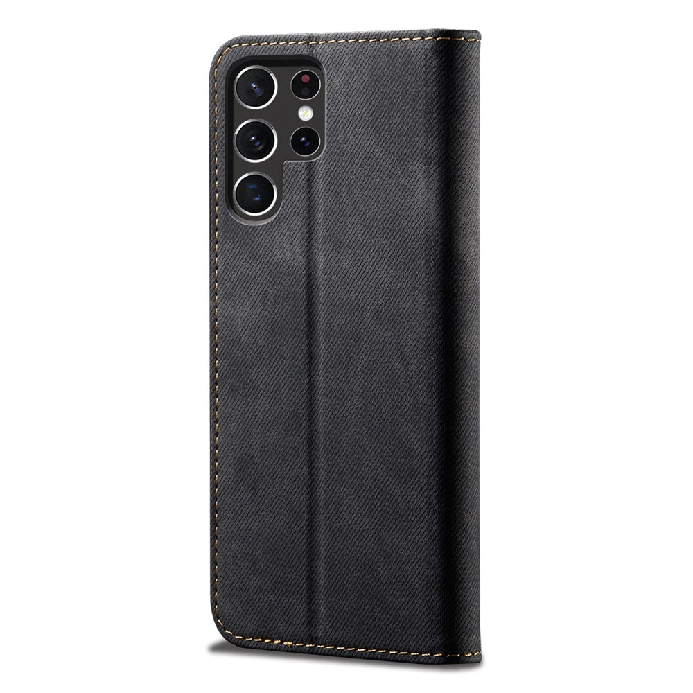 For Samsung Galaxy S26 Ultra Case Jeans Cloth Texture Anti-Scratch Leather Stand Phone Cover