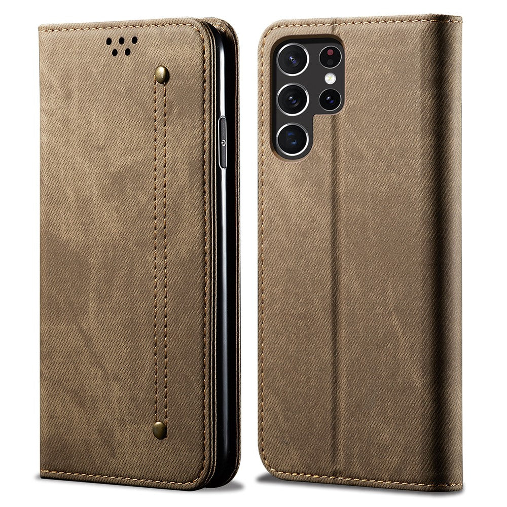 For Samsung Galaxy S26 Ultra Case Jeans Cloth Texture Anti-Scratch Leather Stand Phone Cover