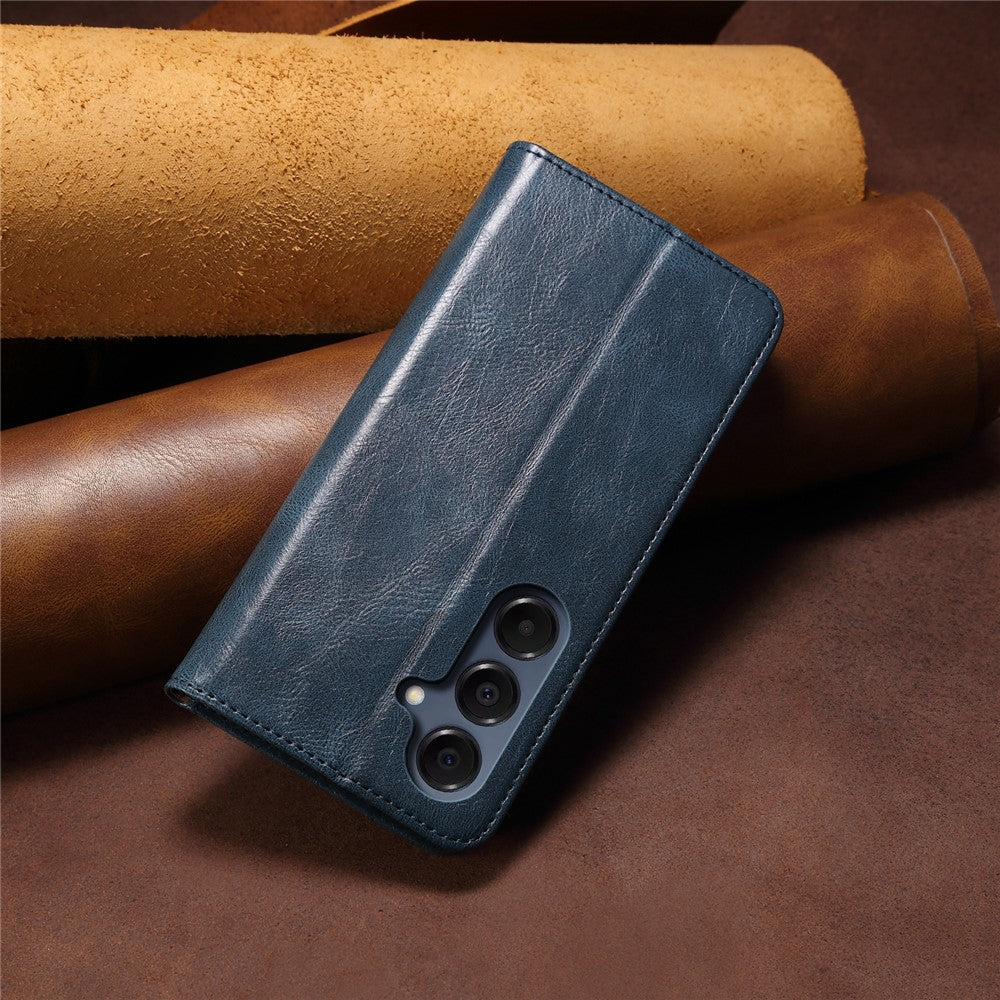 Samsung Galaxy S26-skal Crazy Horse Texture Waxy Leather Plånboksfodral med stativ