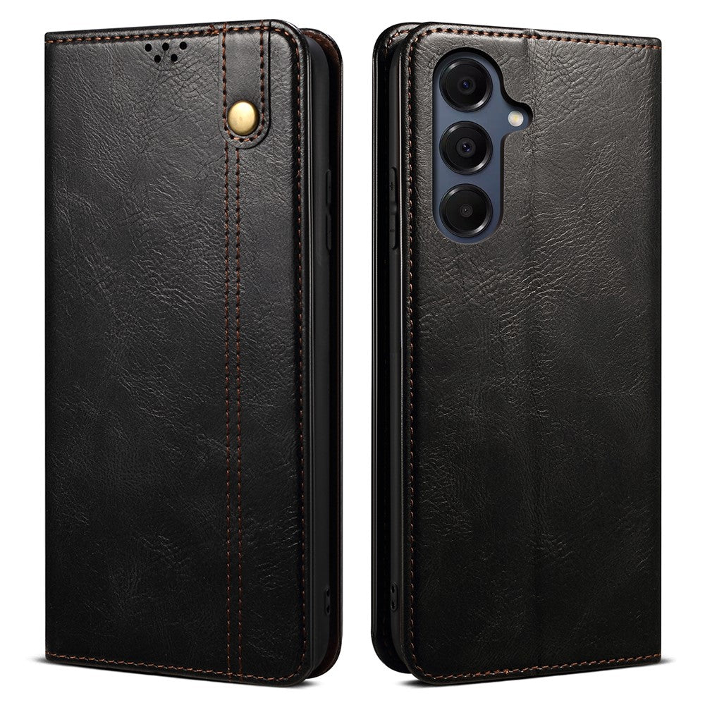 Samsung Galaxy S26-skal Crazy Horse Texture Waxy Leather Plånboksfodral med stativ
