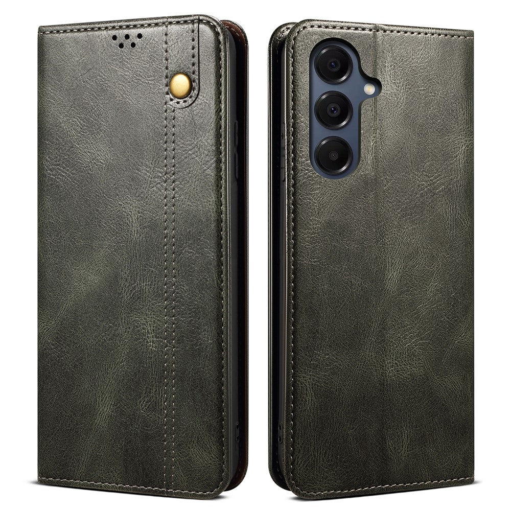 Samsung Galaxy S26-skal Crazy Horse Texture Waxy Leather Plånboksfodral med stativ