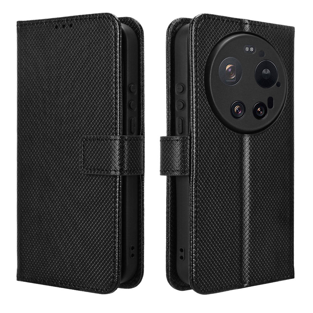For Xiaomi 17 Ultra by Leica / Xiaomi 17 Ultra 5G Leather Wallet Case with Strap Diamond Texture Phone Cover
