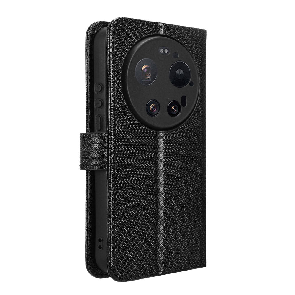 For Xiaomi 17 Ultra by Leica / Xiaomi 17 Ultra 5G Leather Wallet Case with Strap Diamond Texture Phone Cover
