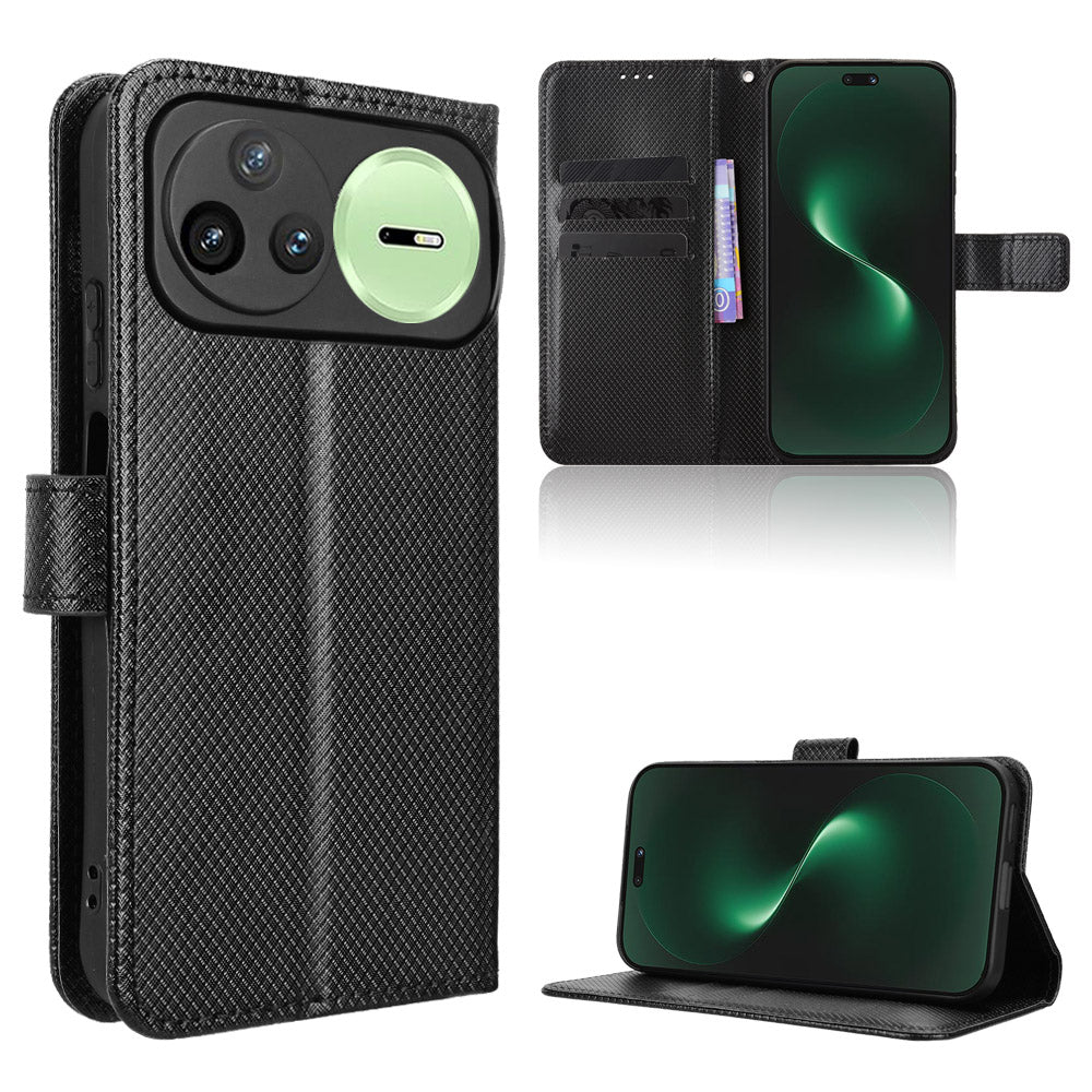 For Huawei nova 15 Ultra 5G / Huawei nova 15 Pro 5G Leather Wallet Case with Strap Diamond Texture Phone Cover