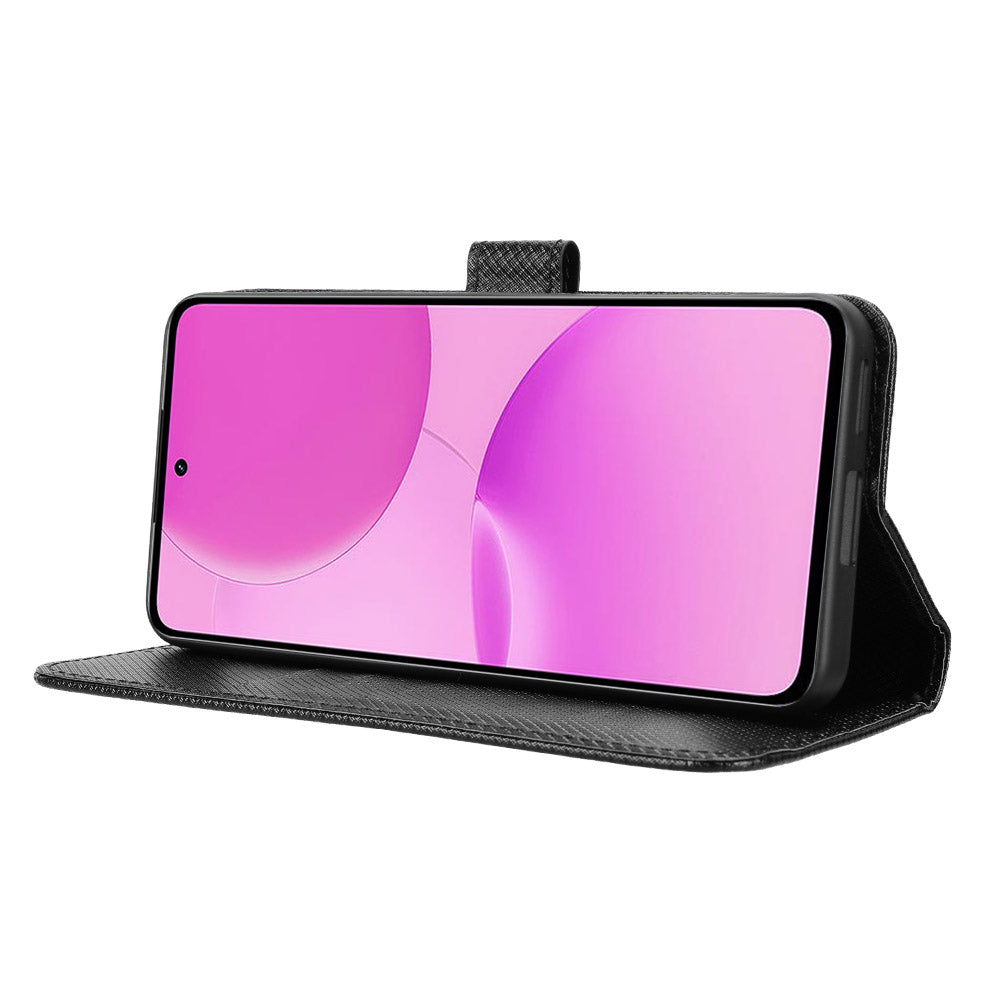 OnePlus Nord CE6 Lite 5G / Turbo 6X 5G / Realme P4x 5G-lædertegnebogsetui med rem, diamantstruktur-mobilcover