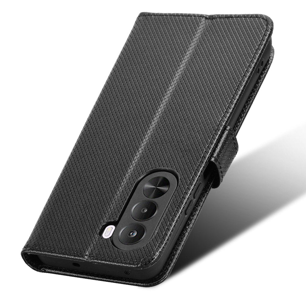 OnePlus Nord CE6 Lite 5G / Turbo 6X 5G / Realme P4x 5G-lædertegnebogsetui med rem, diamantstruktur-mobilcover