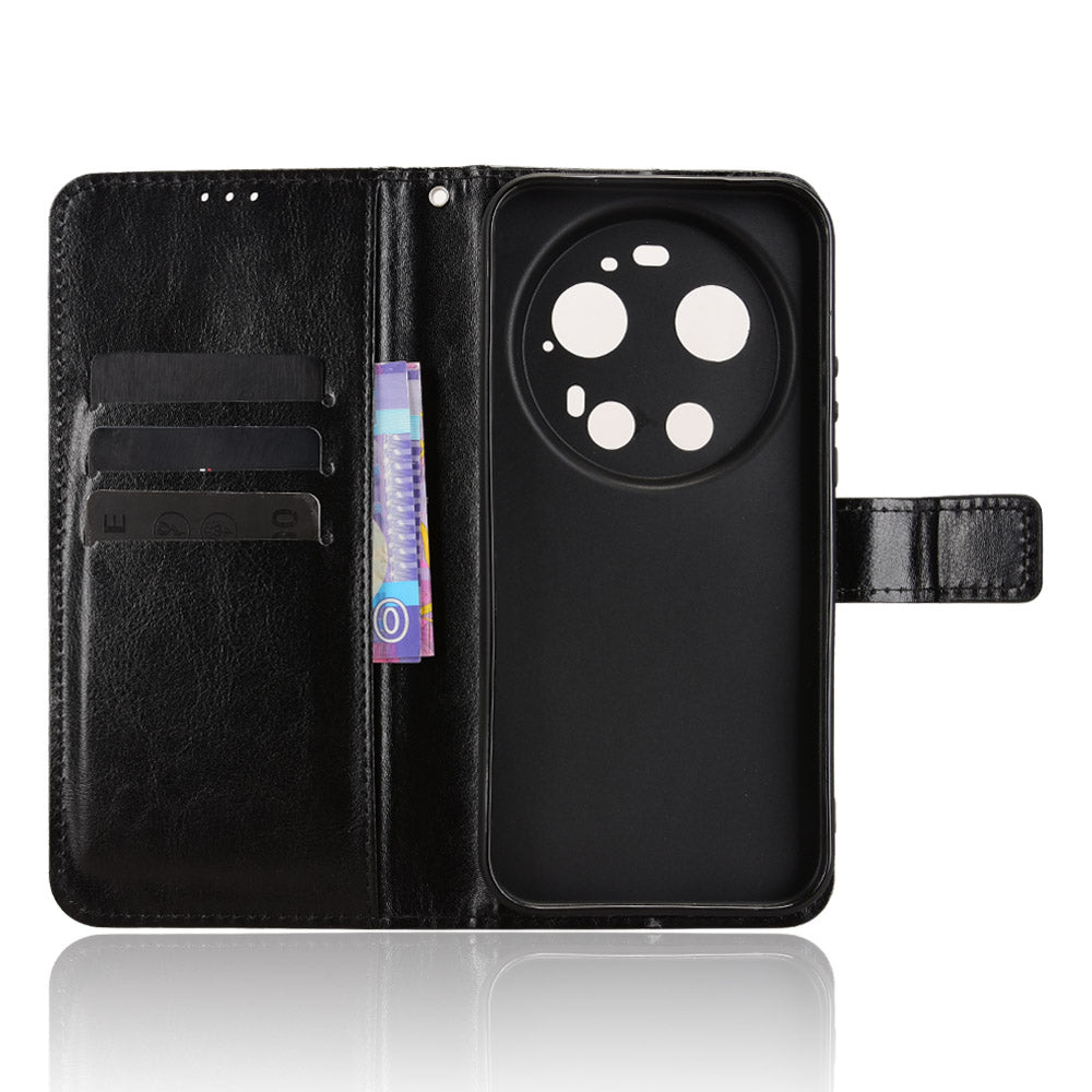 PU-læderskal med rem til Xiaomi 17 Ultra fra Leica / Xiaomi 17 Ultra 5G, Crazy Horse-struktur, pungcover til mobiltelefon