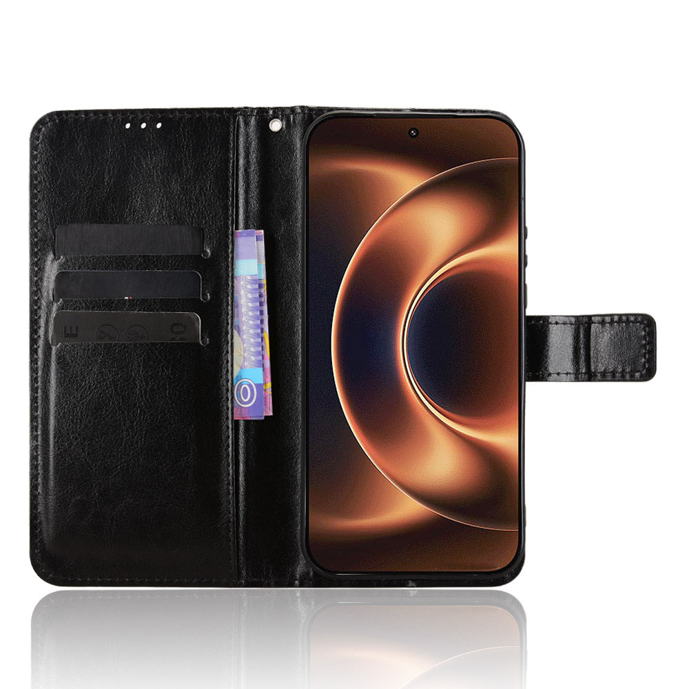 PU-læderskal med rem til Xiaomi 17 Ultra fra Leica / Xiaomi 17 Ultra 5G, Crazy Horse-struktur, pungcover til mobiltelefon