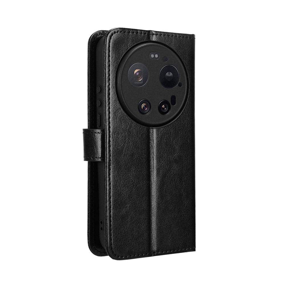 PU-læderskal med rem til Xiaomi 17 Ultra fra Leica / Xiaomi 17 Ultra 5G, Crazy Horse-struktur, pungcover til mobiltelefon