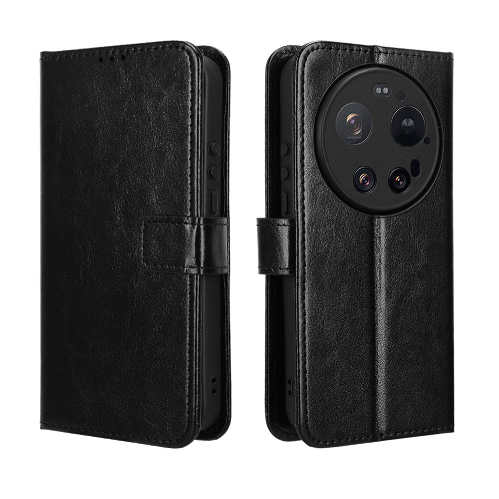 PU-læderskal med rem til Xiaomi 17 Ultra fra Leica / Xiaomi 17 Ultra 5G, Crazy Horse-struktur, pungcover til mobiltelefon