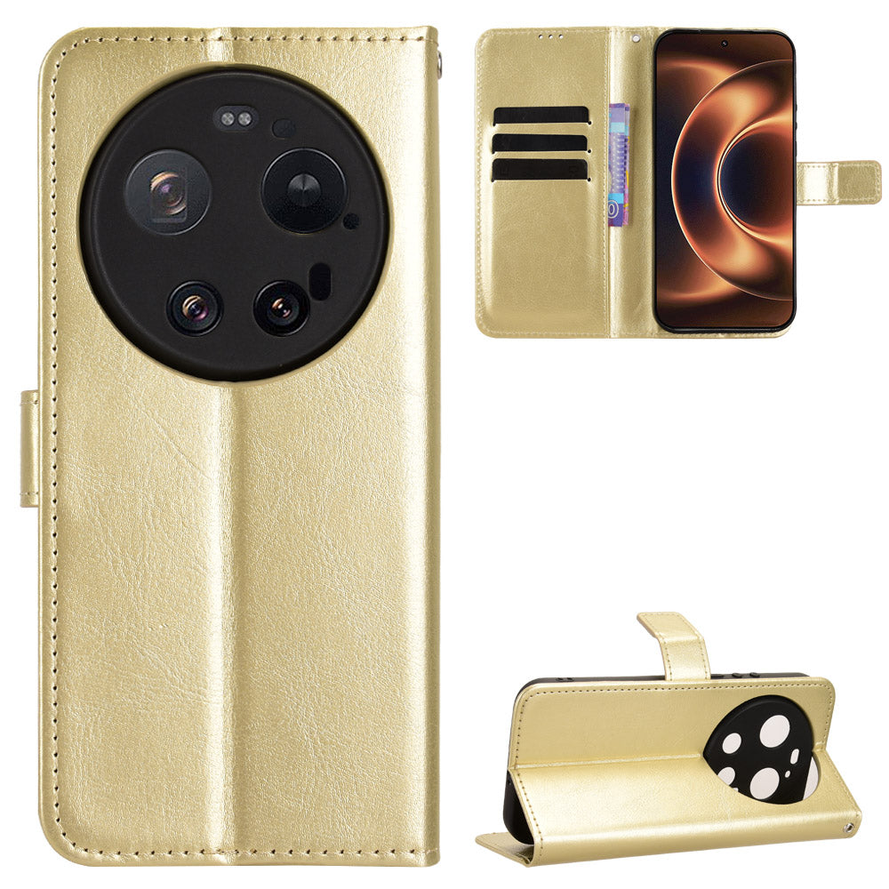 PU-læderskal med rem til Xiaomi 17 Ultra fra Leica / Xiaomi 17 Ultra 5G, Crazy Horse-struktur, pungcover til mobiltelefon