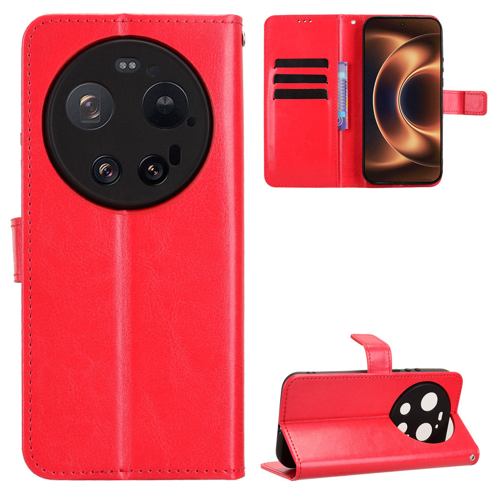 PU-læderskal med rem til Xiaomi 17 Ultra fra Leica / Xiaomi 17 Ultra 5G, Crazy Horse-struktur, pungcover til mobiltelefon
