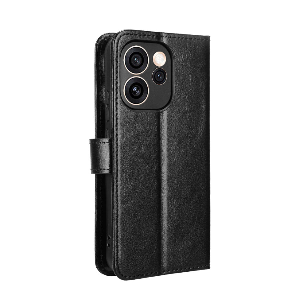 Oppo Reno15 FS 5G / Oppo Reno15 F 5G PU-läderskal med rem Crazy Horse Texture Phone Foldable Cover