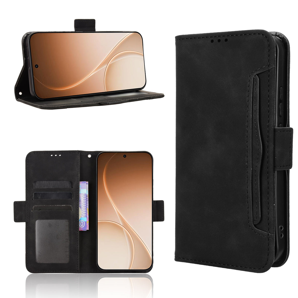 Oppo Reno15 FS 5G / Oppo Reno15 F 5G Läderfodral mobilplånboksfodral med flera kortfack