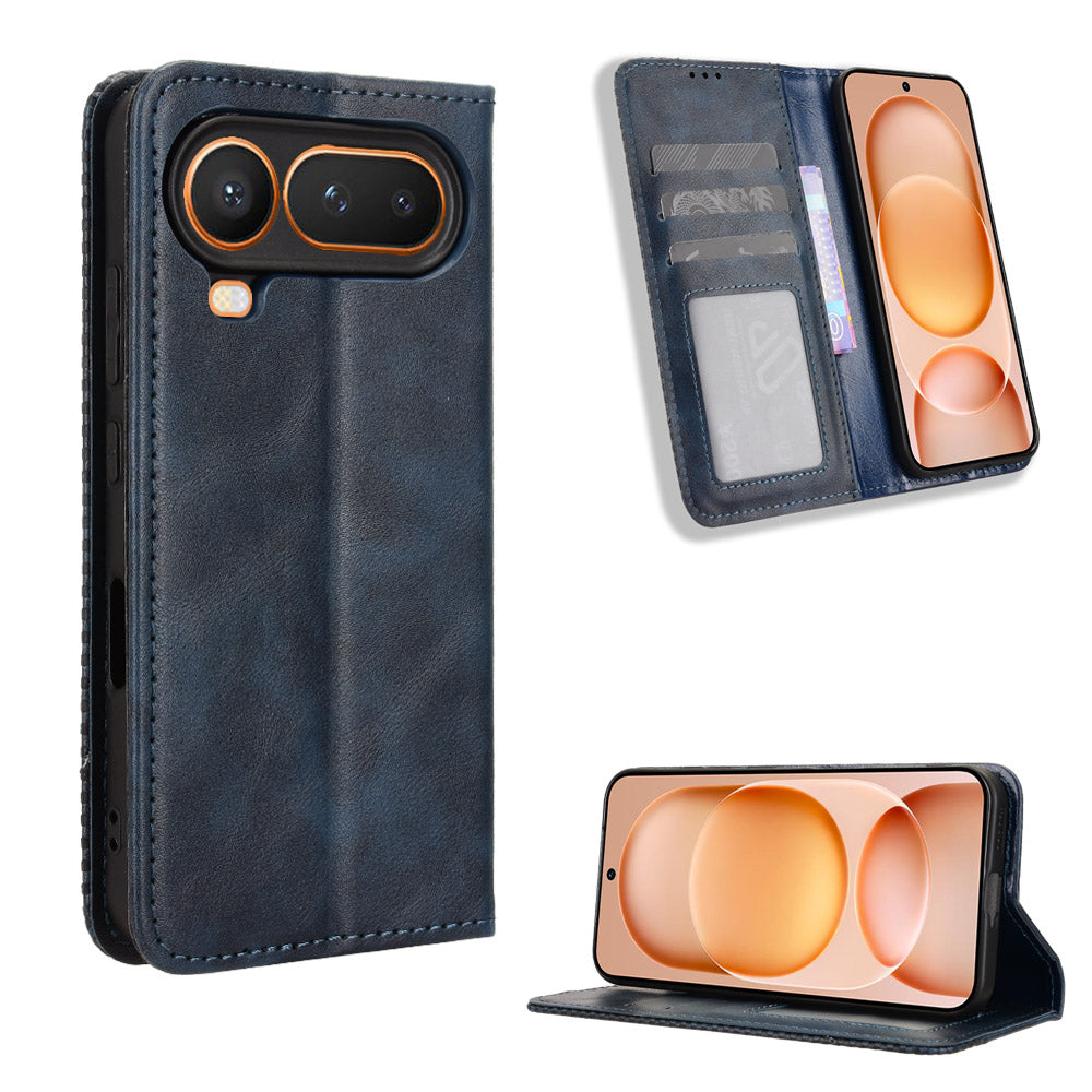 For Honor Magic8 Pro Air 5G Leather Case Wallet Stand Retro Texture Phone Cover