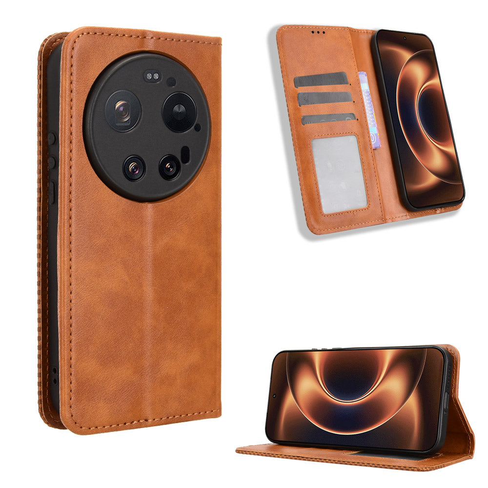 For Xiaomi 17 Ultra by Leica / Xiaomi 17 Ultra 5G Leather Case Wallet Stand Retro Texture Phone Cover