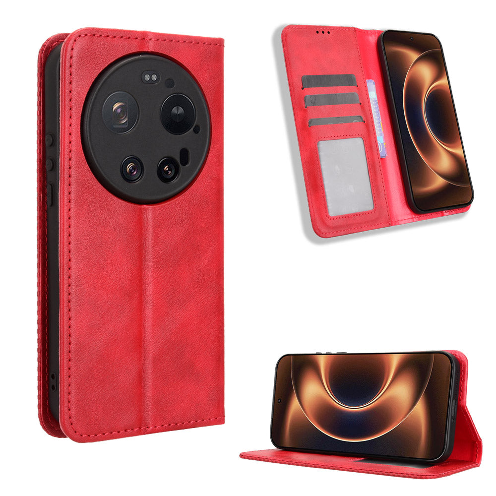 For Xiaomi 17 Ultra by Leica / Xiaomi 17 Ultra 5G Leather Case Wallet Stand Retro Texture Phone Cover