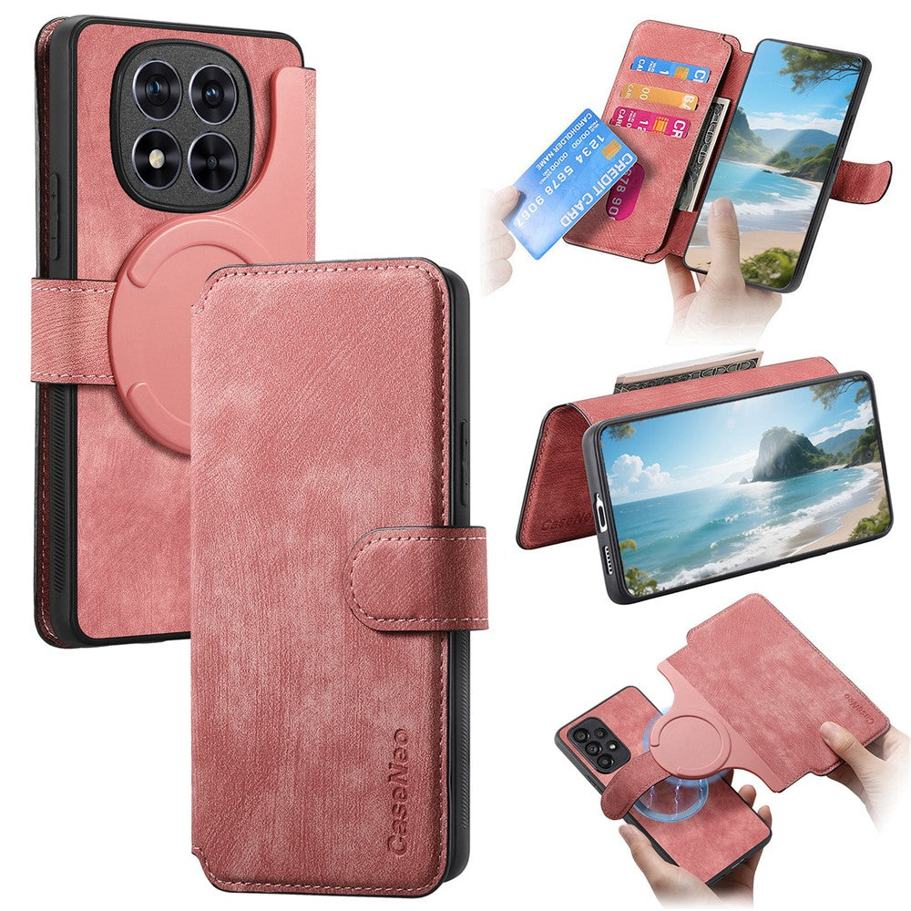 CASENEO MW-03 För Xiaomi Redmi Note 15 Pro+ 5G (Global) Magnetiskt Skal Avtagbart Läderfodral för mobil Plånbok