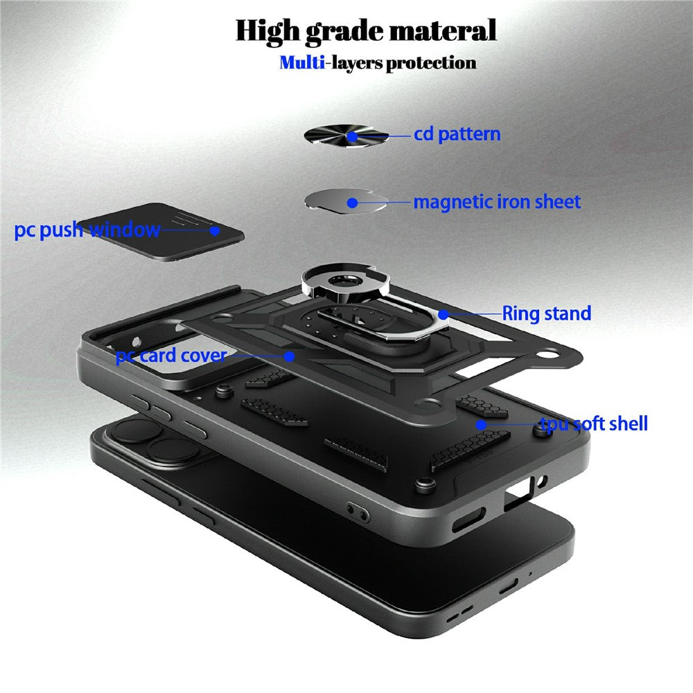 Oppo Reno15 Pro Max 5G (Global) / Reno15 Pro 5G (Kina) skal med skjutbart kameralock PC + TPU-stativmobilskal