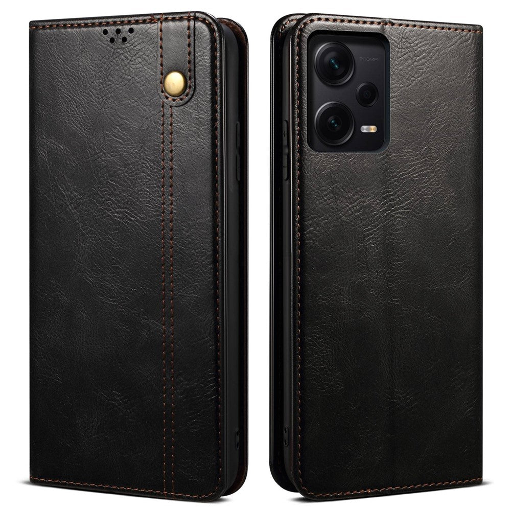 Anti-drop PU Leather Phone Cover For Xiaomi Redmi Note 12 Pro 5G  / Note 12 Pro Speed 5G / Poco X5 Pro 5G Waxy Crazy Horse Texture Wallet Stand Phone Case