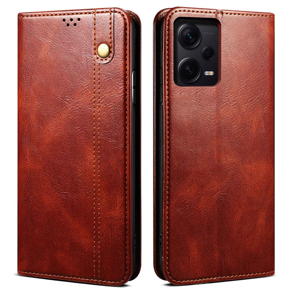 Anti-drop PU Leather Phone Cover For Xiaomi Redmi Note 12 Pro 5G  / Note 12 Pro Speed 5G / Poco X5 Pro 5G Waxy Crazy Horse Texture Wallet Stand Phone Case