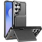 For Samsung Galaxy S26 Ultra Case Card Slot Kickstand Leather + TPU Reinforced Corner Phone Cover