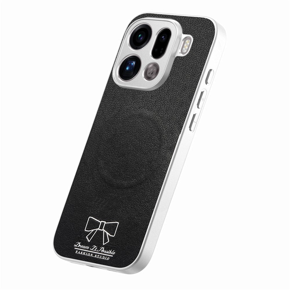 For Oppo Find X9 Pro 5G Magnetic Case Butterfly Bow Pattern PU Leather + TPU + PC Shockproof Phone Cover