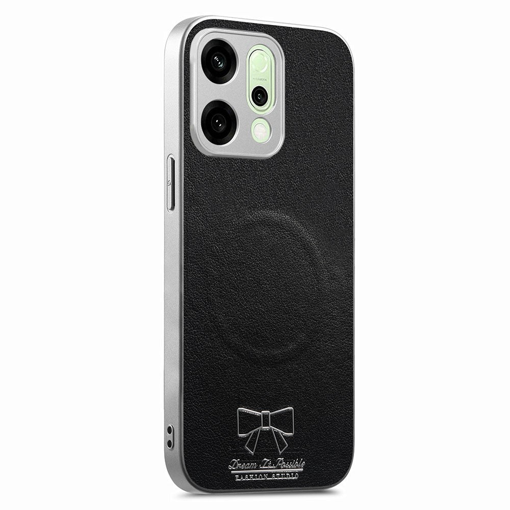 For Oppo Reno14 Pro 5G (Global) Magnetic Case Butterfly Bow Pattern PU Leather + TPU + PC Shockproof Phone Cover