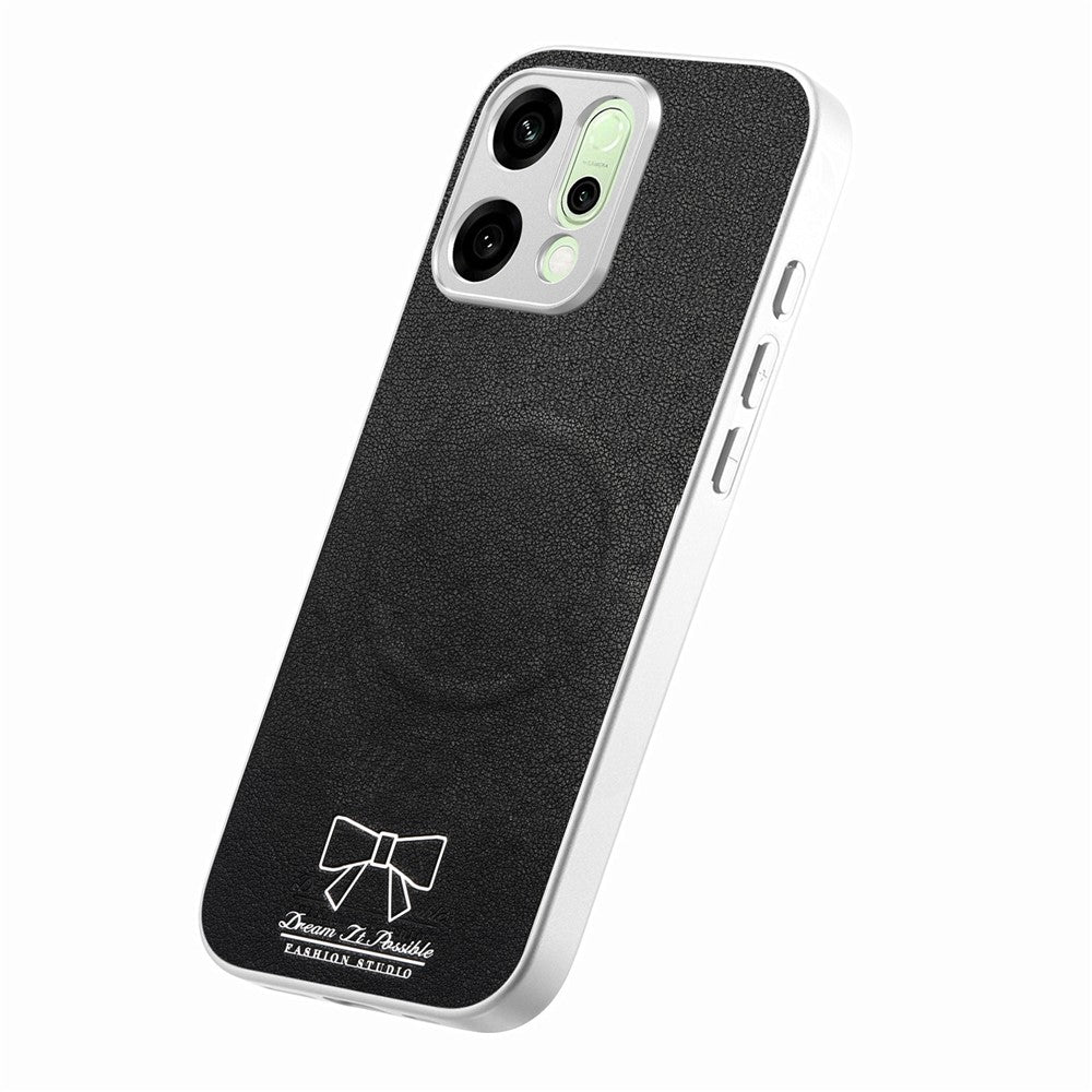 For Oppo Reno14 Pro 5G (Global) Magnetic Case Butterfly Bow Pattern PU Leather + TPU + PC Shockproof Phone Cover