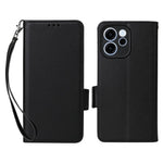 mobilskal till Oppo Reno15 F 5G / Reno15 FS 5G Litchitexturerat plånboksläderfodral med handledsrem