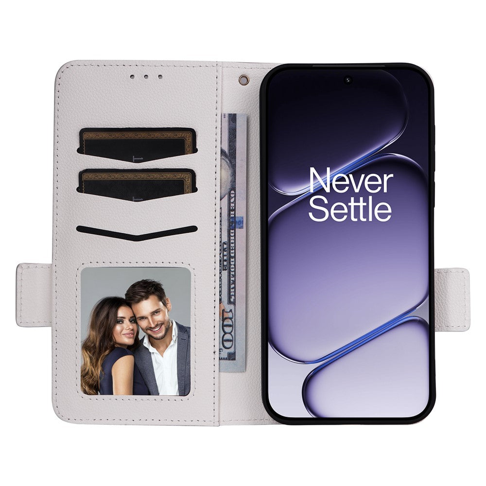 mobilskal för OnePlus Nord CE6 5G / Nord 6 5G / Turbo 6V 5G / Turbo 6 5G Litchitexturerat läderfodral med handledsrem