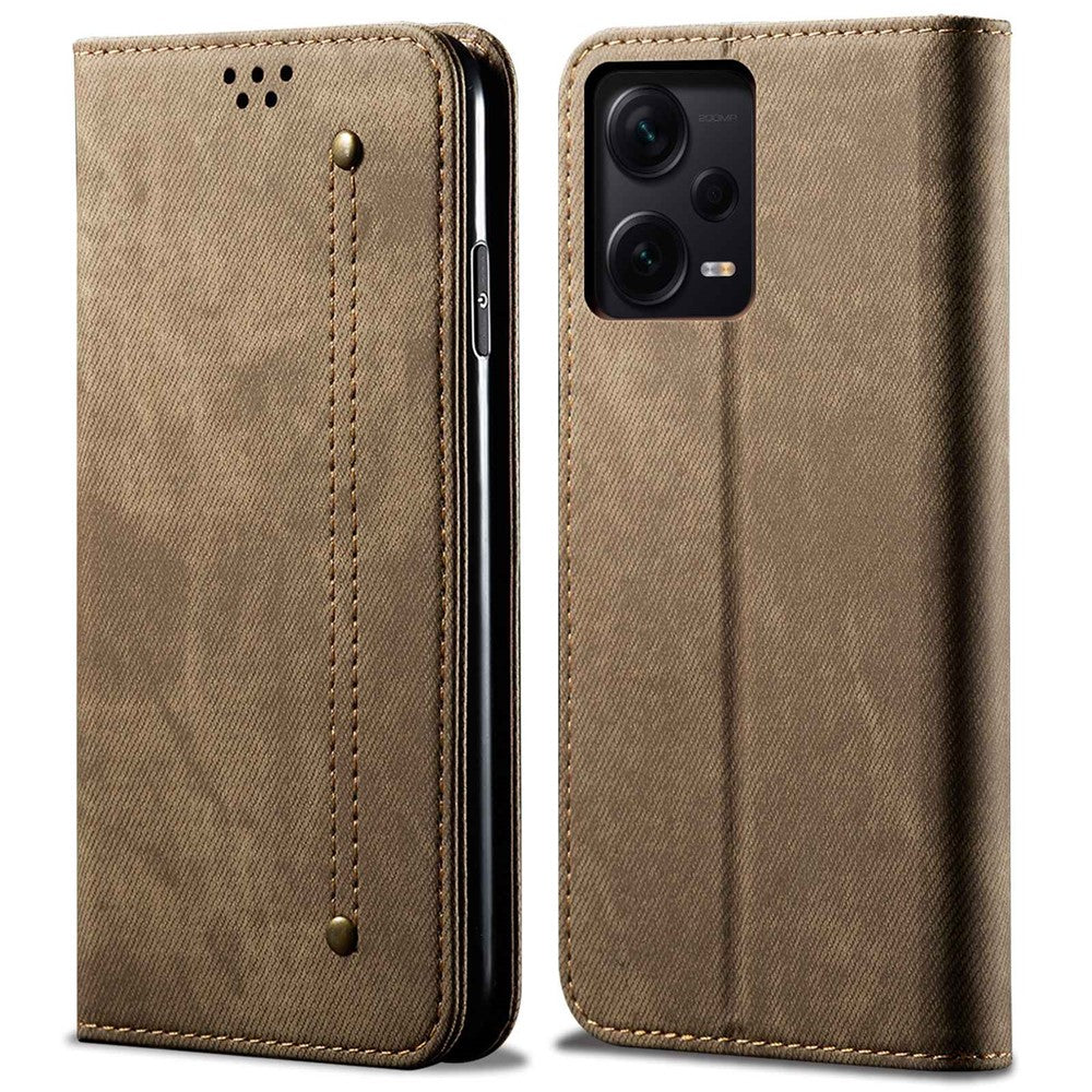 For Xiaomi Redmi Note 12 Pro 5G  / Note 12 Pro Speed 5G / Poco X5 Pro 5G Jeans Cloth Texture PU Leather Phone Case Stand Magnetic Absorption Wallet Flip Cover