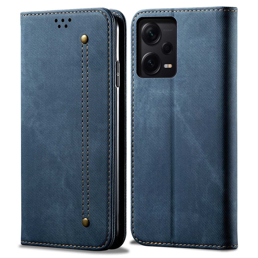 For Xiaomi Redmi Note 12 Pro 5G  / Note 12 Pro Speed 5G / Poco X5 Pro 5G Jeans Cloth Texture PU Leather Phone Case Stand Magnetic Absorption Wallet Flip Cover